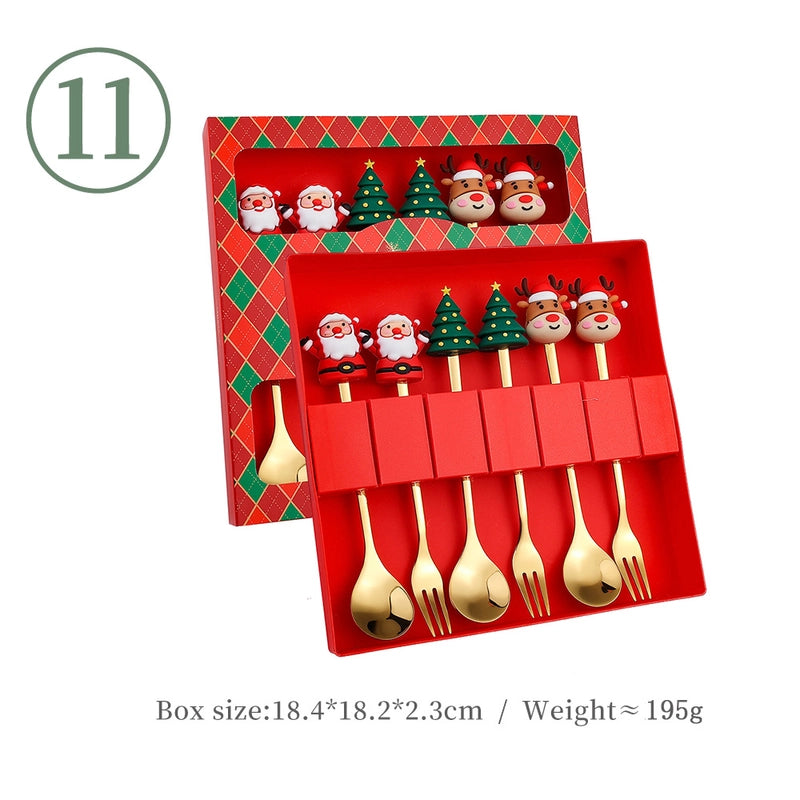 J Christmas Spoon Suit Cartoon Funny Christmas Tree Dessert Cake Spoon Creative Tableware Christmas Gift