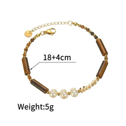 Minimalist Classic Style Round 304 Stainless Steel Natural Stone Bracelets