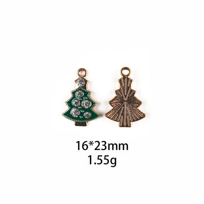 10 PCS/Package Zinc Alloy Christmas Hat Christmas Tree Santa Claus Pendant Jewelry Accessories