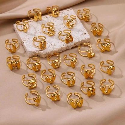 Minimalist Letter 304 Stainless Steel Plating Open Rings