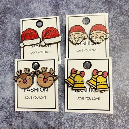 Fashion Cartoon Character Wood Handmade Unisex Earrings 1 Pair