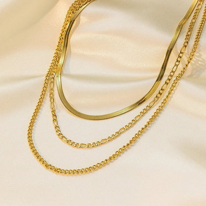 Minimalist Geometric Heart Shape Titanium Steel Shell Zircon 18K Gold Plated Inlay Layered Necklaces Necklace