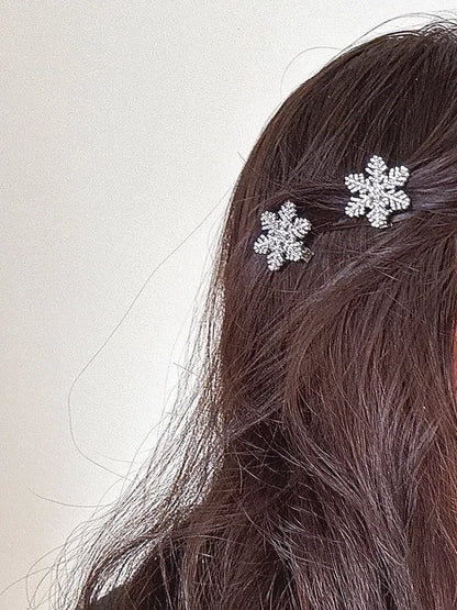 Women's Minimalist Classic Style Snowflake Alloy Inlay Rhinestones Hair Clip