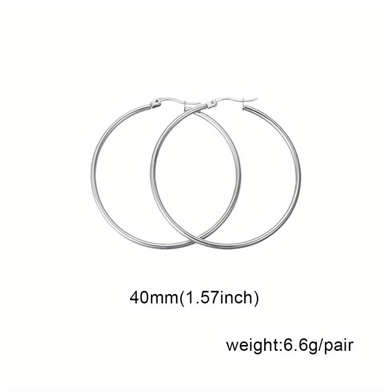 1 Pair Basic Minimalist Commute Round 304 Stainless Steel 18K Gold Plated Earrings