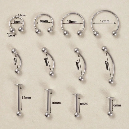 5 Pieces Eyebrow Studs Elegant Vacation Tropical Geometric 304 Stainless Steel Polishing Lip Rings Eyebrow Studs Ear Cartilage Rings & Studs
