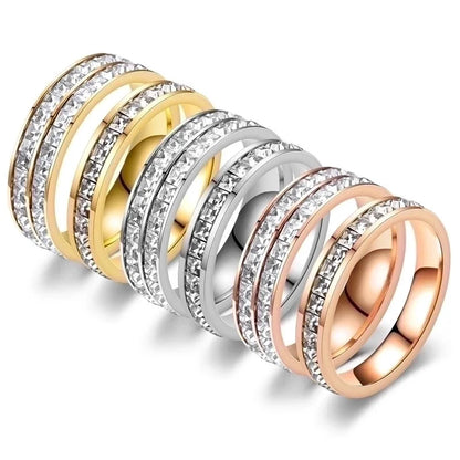1 Piece Minimalist Circle Stainless Steel Rhinestones Rings