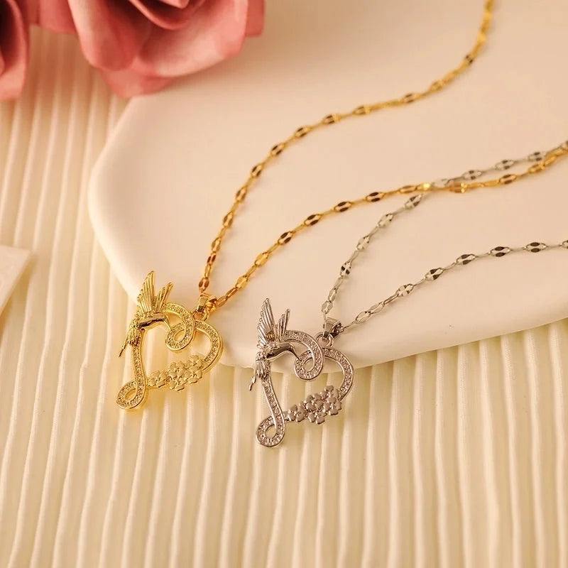 Copper 18K Gold Plated Minimalist Classic Style Plating Inlay Heart Shape Zircon Pendant Necklace