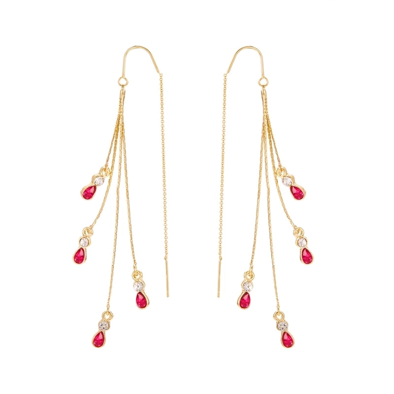 1 Pair Elegant Lady Water Droplets Alloy Copper Drop Earrings