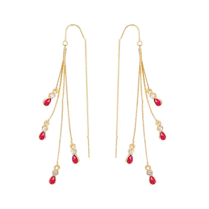 1 Pair Elegant Lady Water Droplets Alloy Copper Drop Earrings