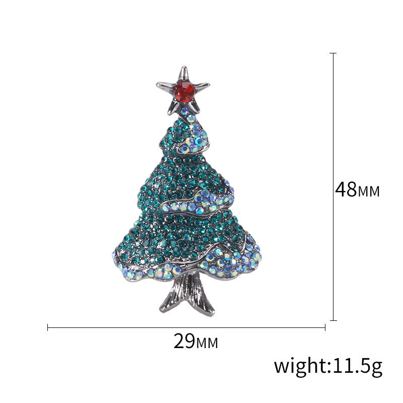 Fashion Pin Christmas Tree Alloy Inlay Rhinestones Women'S Brooches