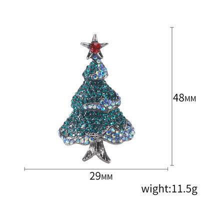 Fashion Pin Christmas Tree Alloy Inlay Rhinestones Women'S Brooches