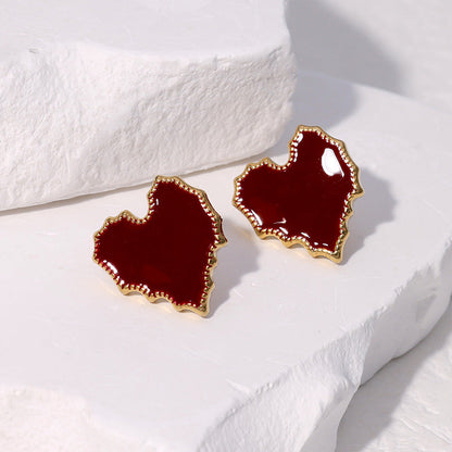 Cute Heart Stainless Steel Electroplating Stud Earrings