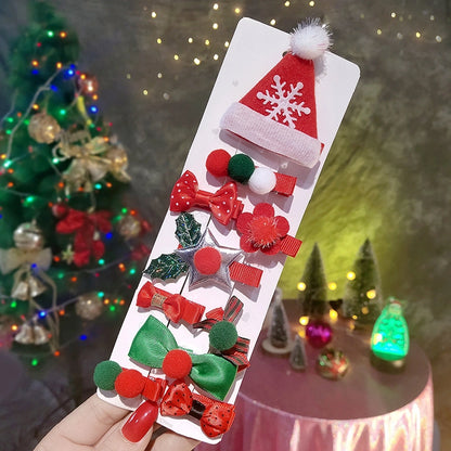 Christmas Christmas Bow Knot Cloth Metal Party Hairpin