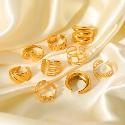 Classic Style Irregular Geometric 304 Stainless Steel Titanium Steel 18K Gold Plated Open Rings