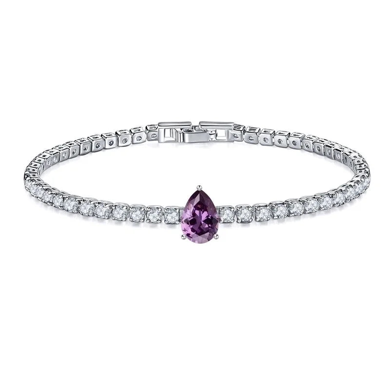 Retro Water Droplets Copper Inlay Zircon Bracelets 1 Piece