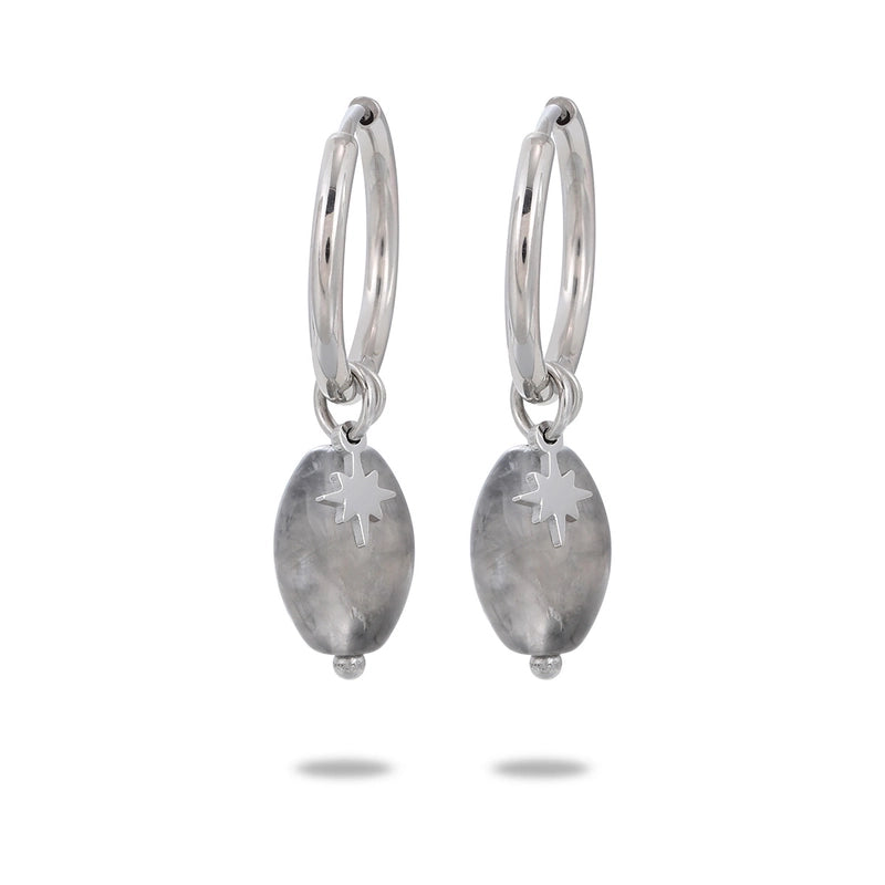 304 Stainless Steel Natural Stone Minimalist Plating Geometric Star Drop Earrings