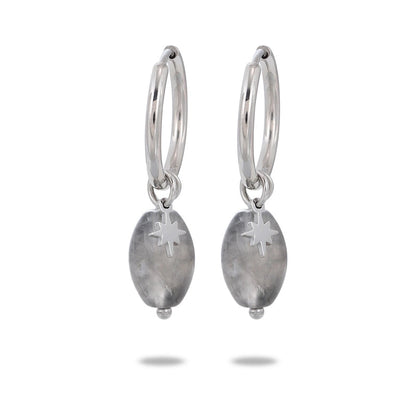 304 Stainless Steel Natural Stone Minimalist Plating Geometric Star Drop Earrings