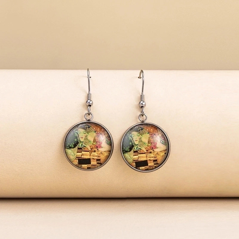 2 Pieces Classical Vintage Style Novelty Abstract Scenery Plating Alloy Glass Glass Earrings