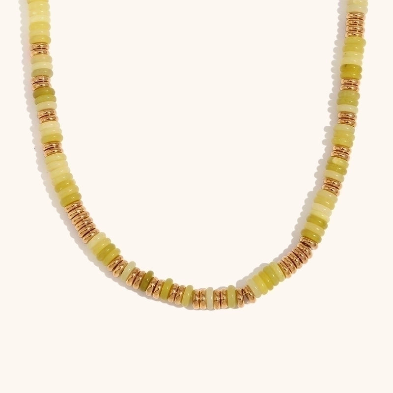 Retro Ethnic Style Geometric Stainless Steel Natural Stone 18K Gold Plated Necklace In Bulk