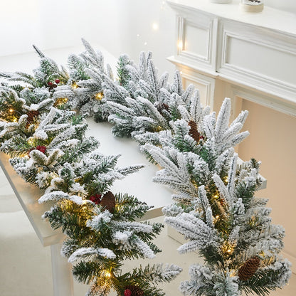 Christmas Pe Encrypted White Flocked Ribbon Decoration Christmas Vine Hotel Mall Window Storefront Scene Arrangement Hanging