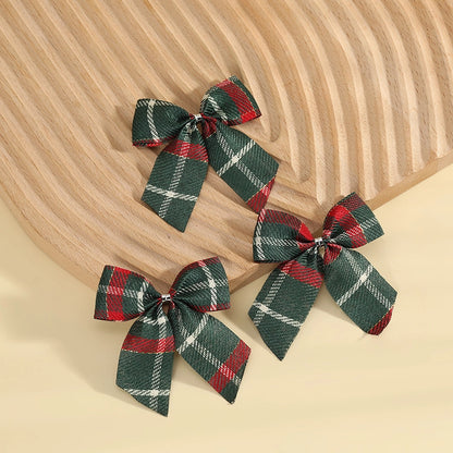 Kuhiro Christmas Bow Red Black Green Plaid Bow Imitation Linen OPP Bag Christmas Tree Wreath Decoration