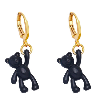Bear Earrings Female European And American Personality Retro Candy Color Copper Earrings