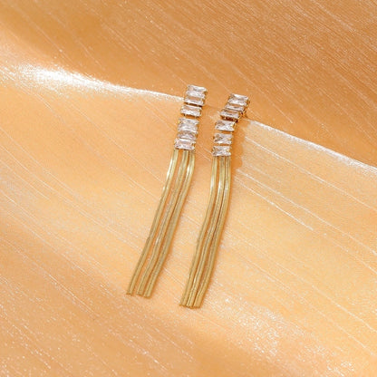 1 Pair Elegant Tassel Tassel 304 Stainless Steel Drop Earrings