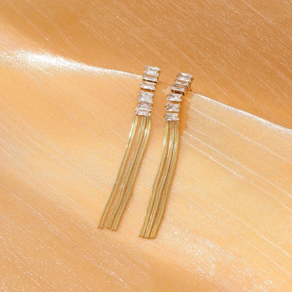 1 Pair Elegant Tassel Tassel 304 Stainless Steel Drop Earrings