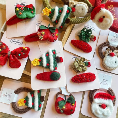 Christmas Cute Kid'S Christmas Tree Santa Claus Alloy Hair Clip Hair Band Hair Tie