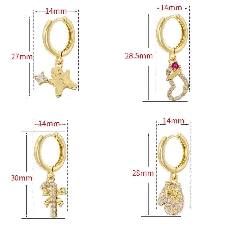 1 Pair Christmas Elegant Romantic Christmas Hat Christmas Tree Santa Claus Inlay Copper Zircon 18K Gold Plated Drop Earrings