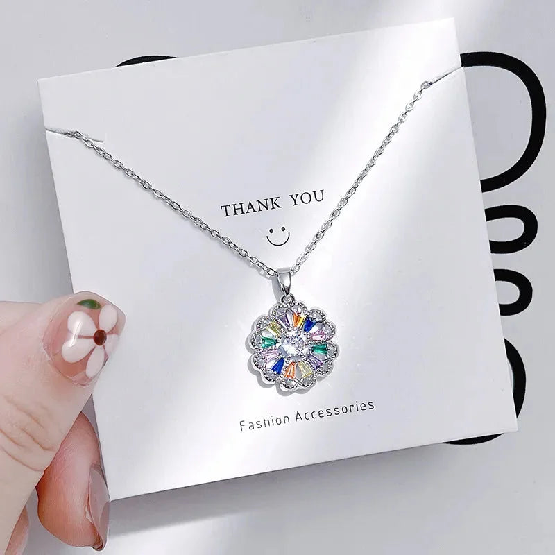 Casual Minimalist Human Flower Titanium Steel Plating Inlay Rhinestones Pearl Pendant Necklace