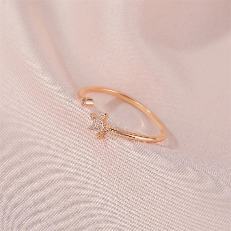 Copper Plating Pentagram Artificial Gemstones Copper Rings