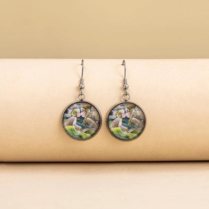 2 Pieces Classical Vintage Style Novelty Abstract Scenery Plating Alloy Glass Glass Earrings