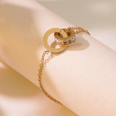 Classic Style Roman Style Commute Round Roman Numeral 304 Stainless Steel Zircon 18K Gold Plated Inlay Bracelets Earrings Necklace