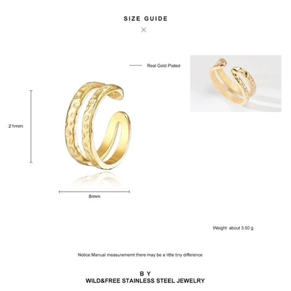 Minimalist U Shape Titanium Steel Plating 18k Gold Plated Open Ring