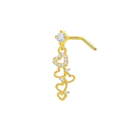1 Piece Nose Rings & Studs Modern Style Minimalist Star Heart Shape Wings 316L Stainless Steel Copper Plating Inlay Rhinestones Zircon Gold Plated Nose Rings & Studs