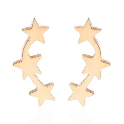 Minimalist Triangle Moon Coconut Tree Stainless Steel Asymmetrical Plating Ear Studs 1 Pair