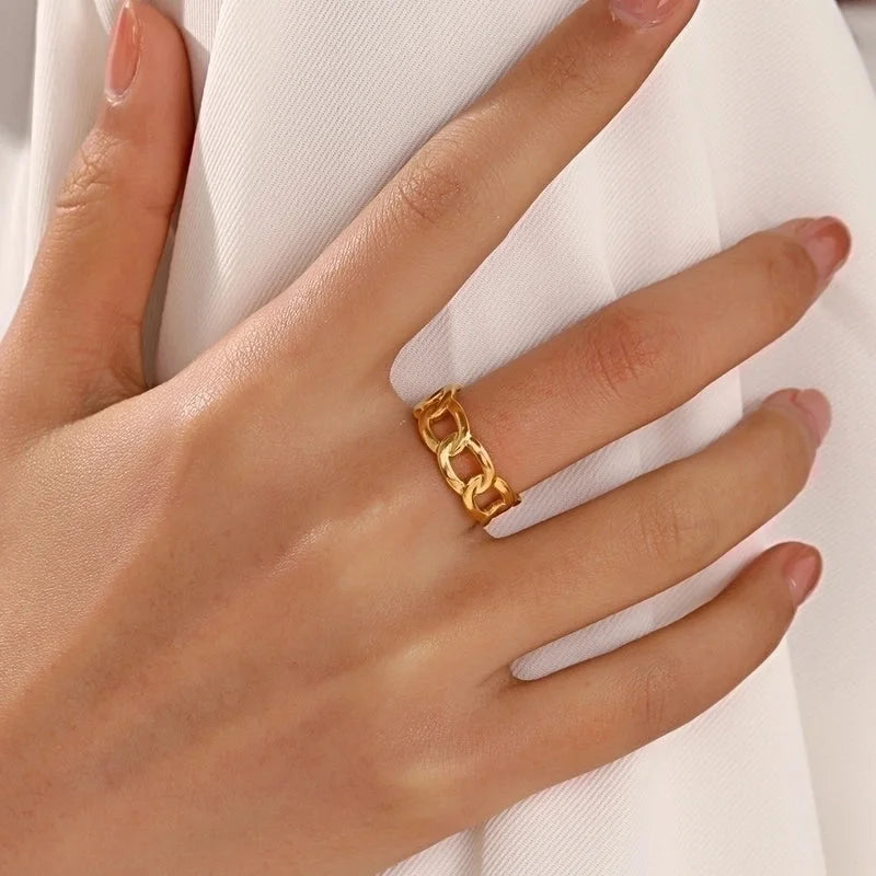 304 Stainless Steel 18K Gold Plated Modern Style Plating Geometric Open Rings