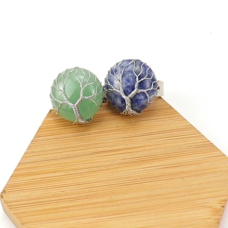 Ethnic Style Tree Oval Agate Open Ring 1 Piece