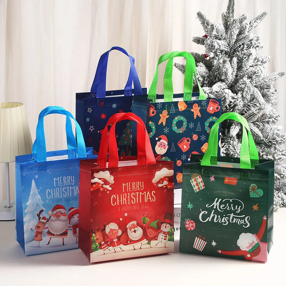 Christmas Non-woven Bag Gift Tote Bag Takeaway Tote Bag Gift Packaging Bag Christmas Gift Bag