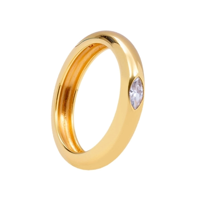 European And American Inlaid Multicolor Zircon 18k Gold-plated Smooth Copper Ring