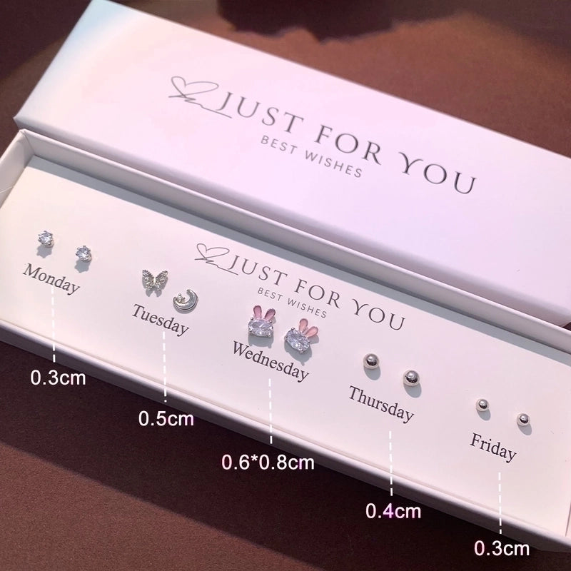 1 Set Cute Animal Sunflower Fruit Inlay Copper Artificial Pearls Zircon 14K Gold Plated Cartilage Earrings