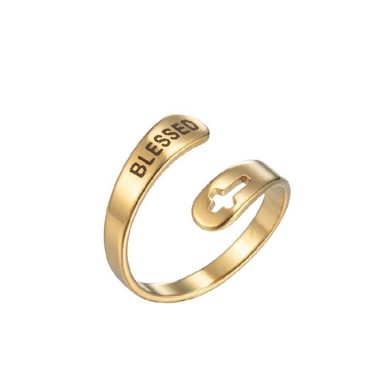 Retro Number 201 Stainless Steel No Inlaid 18K Gold Plated Plating Open Ring