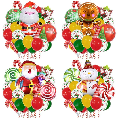 Christmas Minimalist Classic Style Color Block Aluminum Film Christmas Festival Balloons