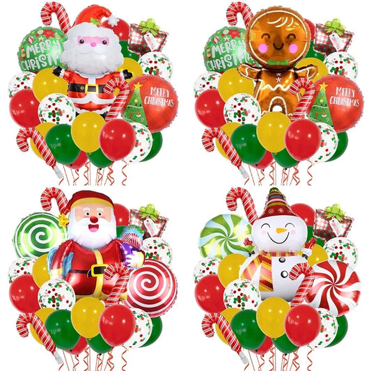 Christmas Minimalist Classic Style Color Block Aluminum Film Christmas Festival Balloons