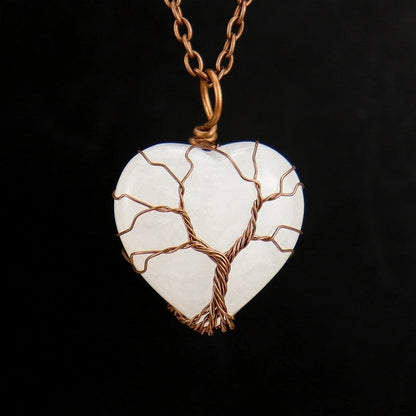 Minimalist Heart Shape Natural Stone Ferroalloy Pendant Necklace