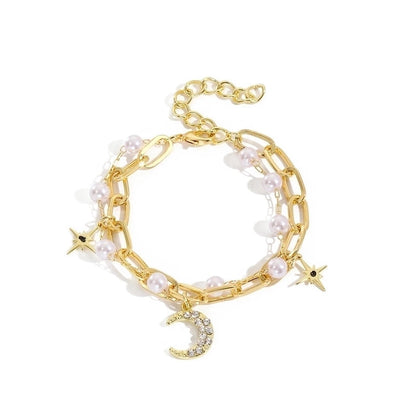 Fashion Geometric Heart Shape Imitation Pearl Alloy Plating Women\'s Bracelets