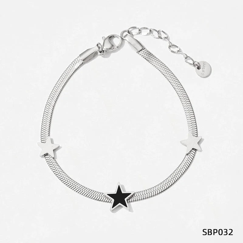 3 Pieces 304 Stainless Steel Titanium Steel White Gold Plated Gold Plated Classic Style Plating Star Bracelets Necklace