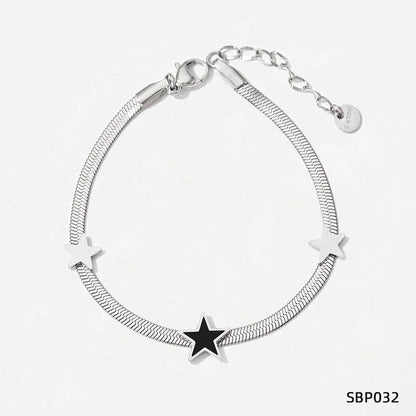 3 Pieces 304 Stainless Steel Titanium Steel White Gold Plated Gold Plated Classic Style Plating Star Bracelets Necklace