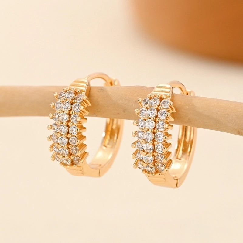 1 Pair Minimalist Solid Color Copper Zircon Earrings